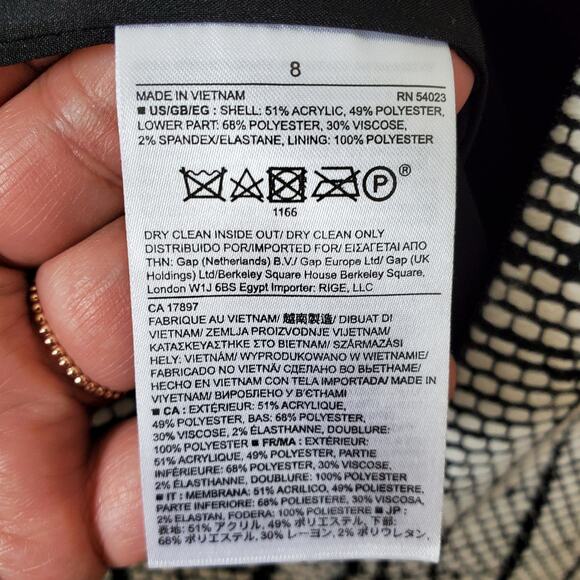 Banana Republic Tweed Textured Mod Mini Dress 8 Black White Career Contemporary - Picture 7 of 16